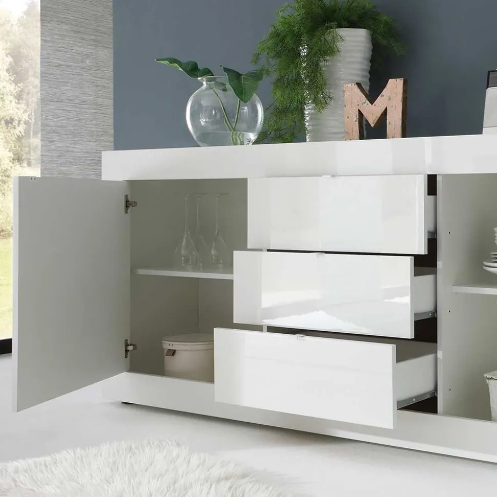 Sideboard Sogno in Hochglanz Weiß