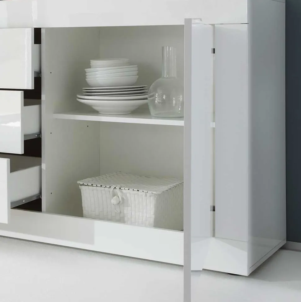 Sideboard Sogno in Hochglanz Weiß