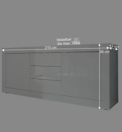 Sideboard Sogno in Hochglanz Weiß