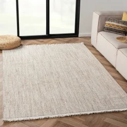 Sisaloptik Teppich mit Fransen an den kurzen Seiten - More