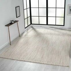 Sisaloptik Teppich mit Fransen an den kurzen Seiten - More