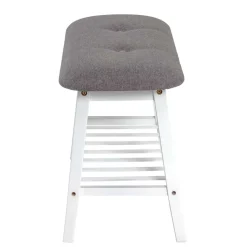 Sitzbank aus Bambus in Weiß mit Polster - Bilbaos