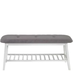 Sitzbank aus Bambus in Weiß mit Polster - Bilbaos