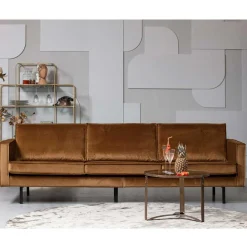 3-Sitzer Samtcouch in Honig Gelb - Saguan