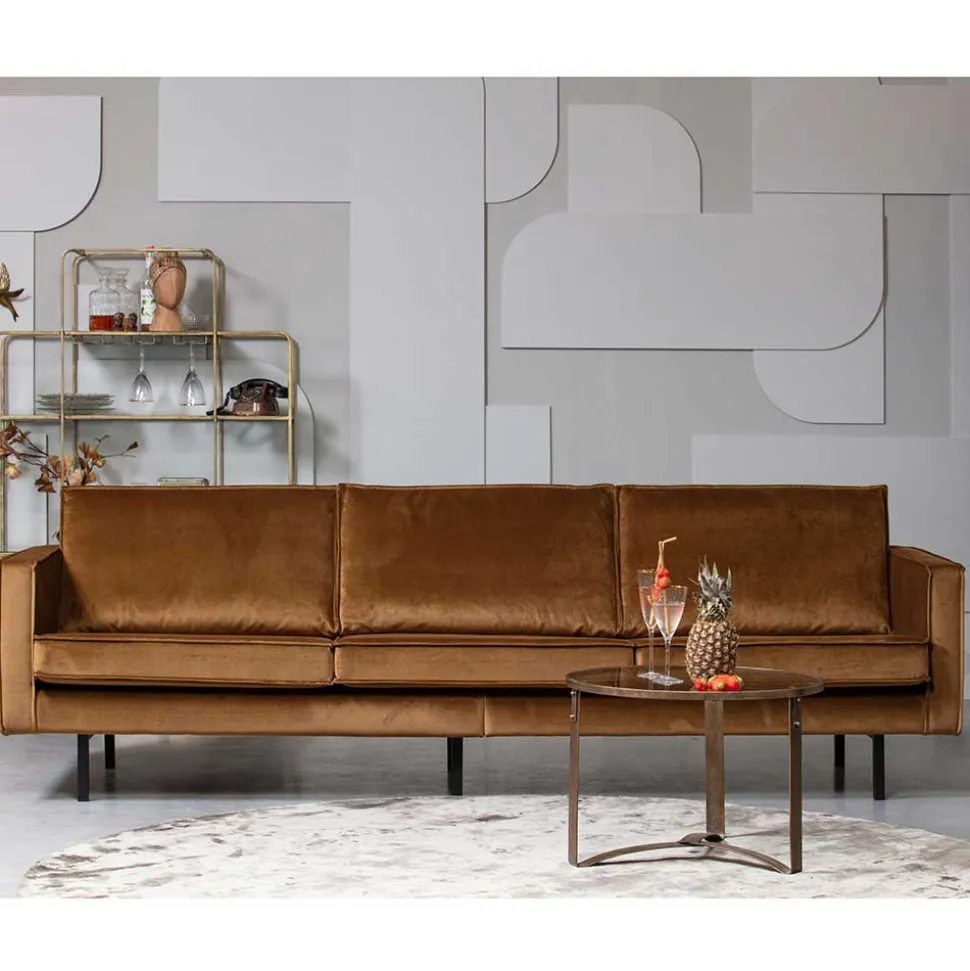 3-Sitzer Samtcouch in Honig Gelb - Saguan