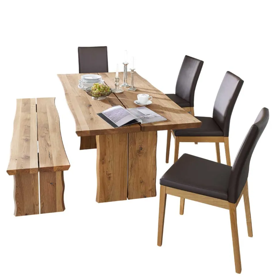 Sitzgruppe Sympatia aus Wildeiche Massivholz (sechsteilig)