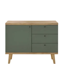 Skandi Anbauwand-Möbel in Graugrün - Oliva (vierteilig)