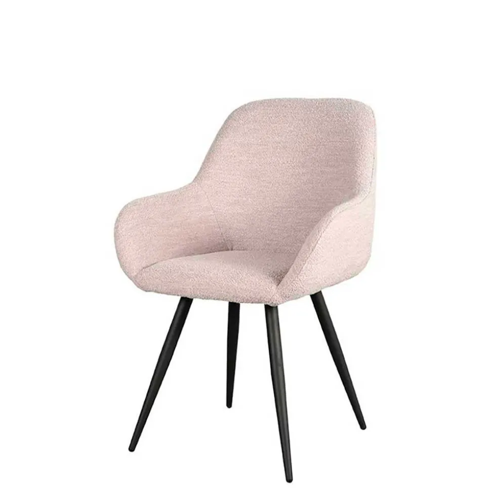 Skandi Armlehnenstuhl in Beigegrau Boucle - Olina (2er Set)