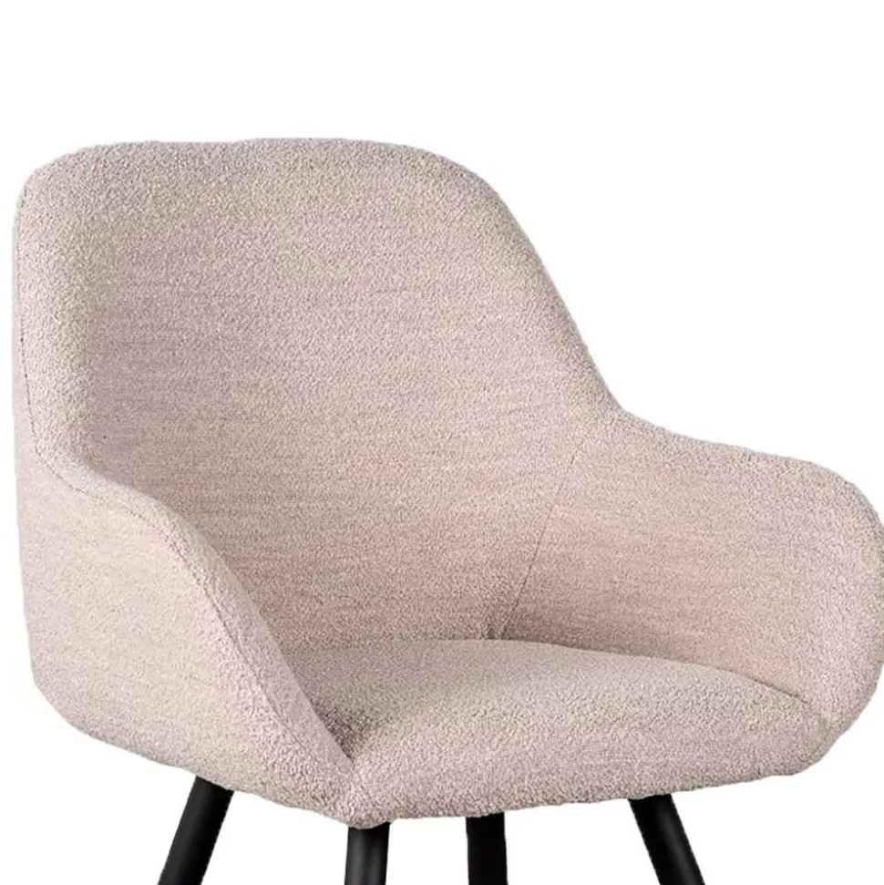 Skandi Armlehnenstuhl in Beigegrau Boucle - Olina (2er Set)