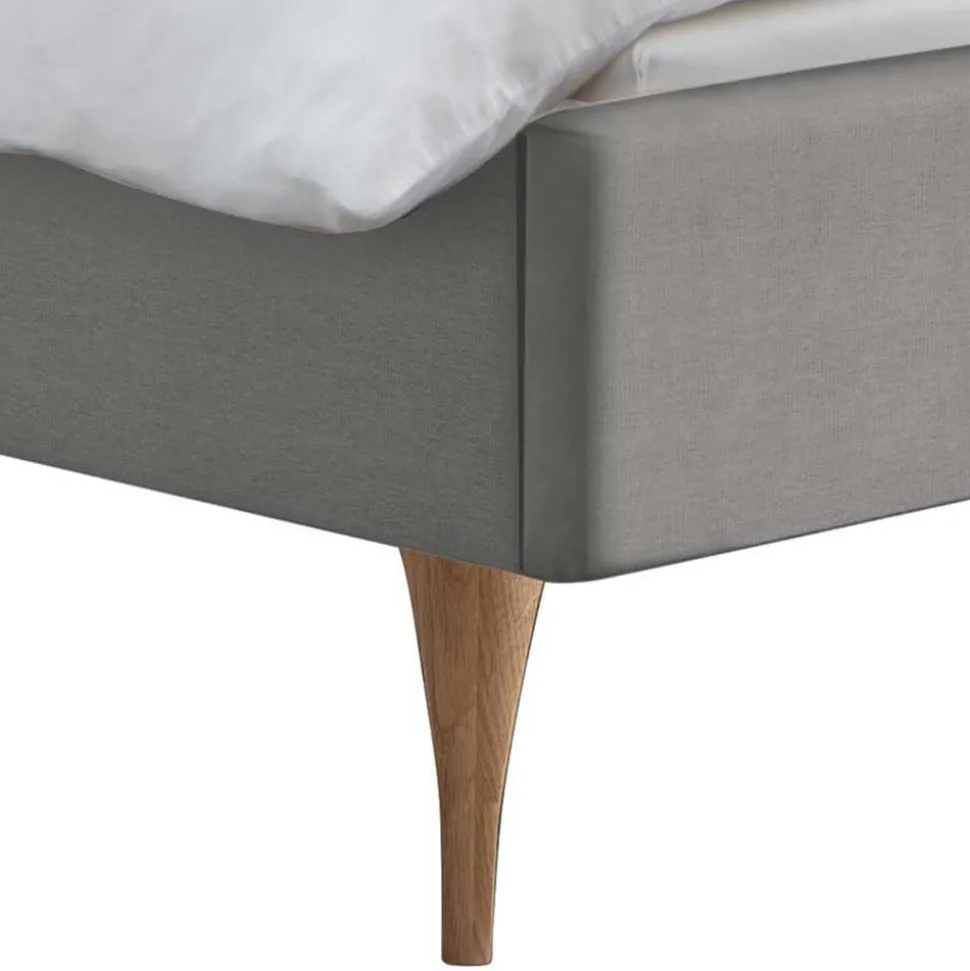 Skandi Bett in Grau mit Eiche Bianco - Potosia