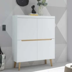 Skandi Design Highboard in Weiß und Eiche - Ginko