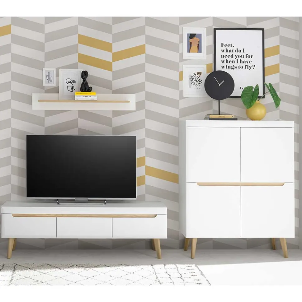 Skandi Design Wohnwand Möbel Set - Ginko (dreiteilig)