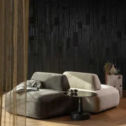 Skandi Designsessel in Beige Strukturstoff - Samuele