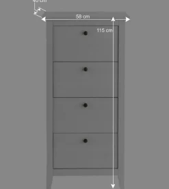 Skandi Hochkommode in Weiß lackiert - Astinion