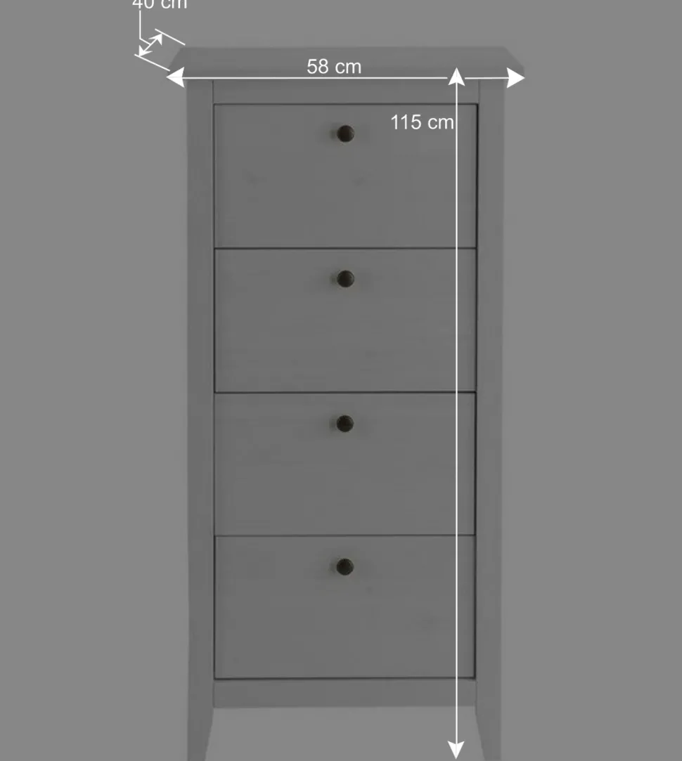 Skandi Hochkommode in Weiß lackiert - Astinion