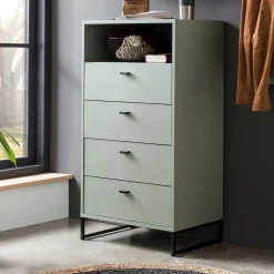 Skandi Hochkommode mit vier Schubladen & Fach - Velmarun