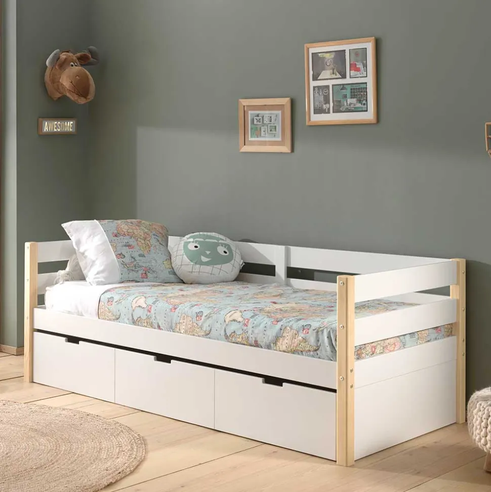 Skandi Kojenbett in Weiß & Kiefer - Ayfina