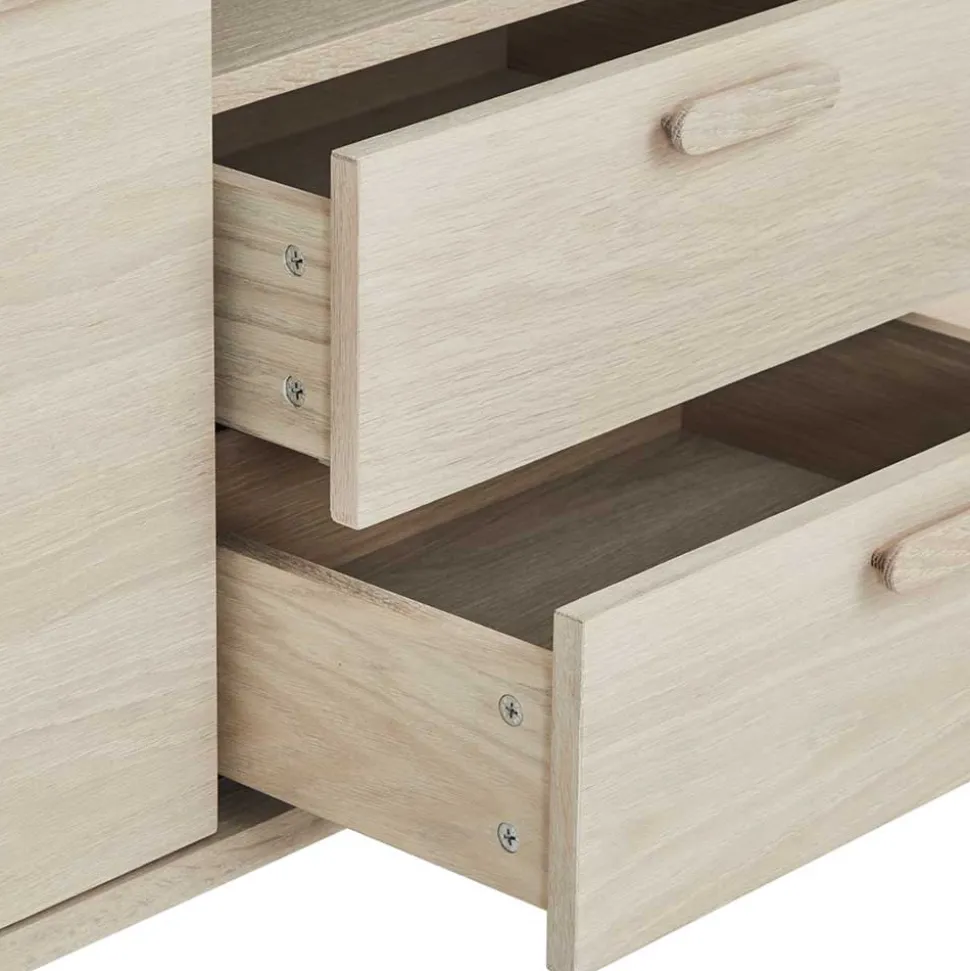 Skandi Kombi-Kommode in Eiche Weiß - Lametla