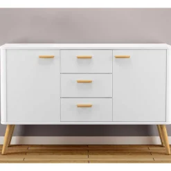Skandi Kommode in Weiß mit Eiche - Gazona