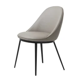 Skandi Kunstlederstuhl in Taupe & Schwarz - Johns