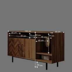 Skandi Regal mit zwei Türen & drei Fächern - Kerfa