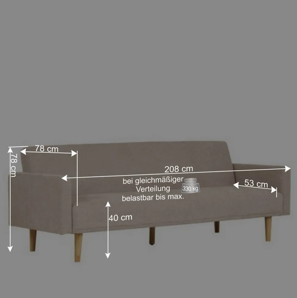 Skandi Schlafsofa in Beigegrau - Anhora