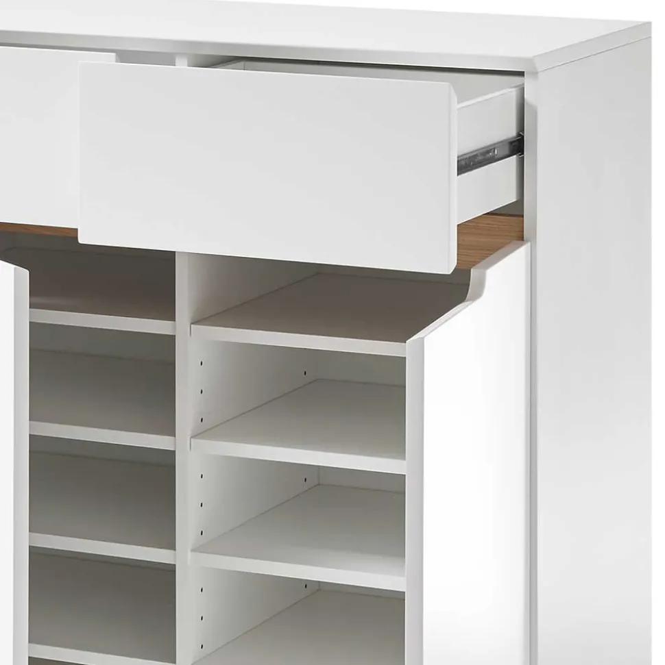 Skandi Schuhschrank in Weiß & Eiche - Blacingo