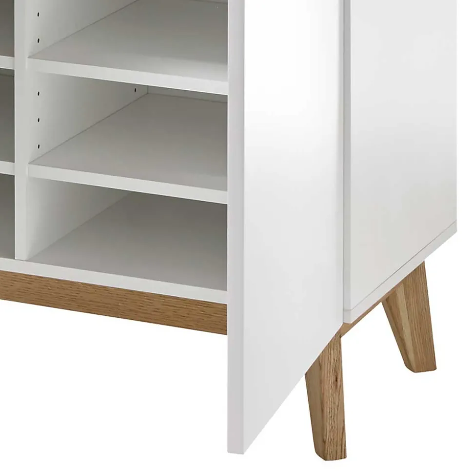 Skandi Schuhschrank in Weiß & Eiche - Blacingo