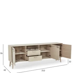 Skandi Sideboard in Eiche Weiß - Lametla