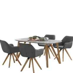 Skandi Tischgruppe mit Armlehnstühlen - Lusa (fünfteilig)