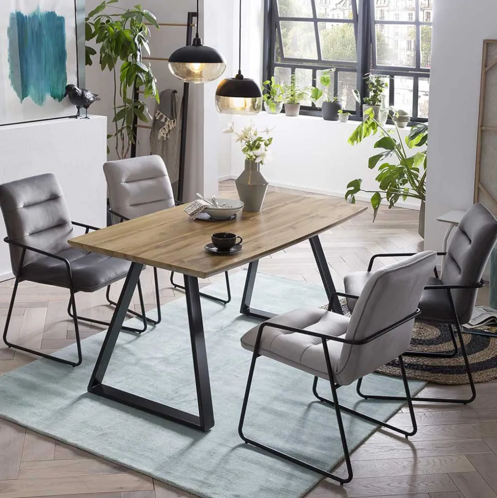 Skandi Tischgruppe mit Armlehnenstühlen - Rasimo (fünfteilig)