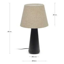 Skandi Tischleuchte in Beige Stoff - Siorodo