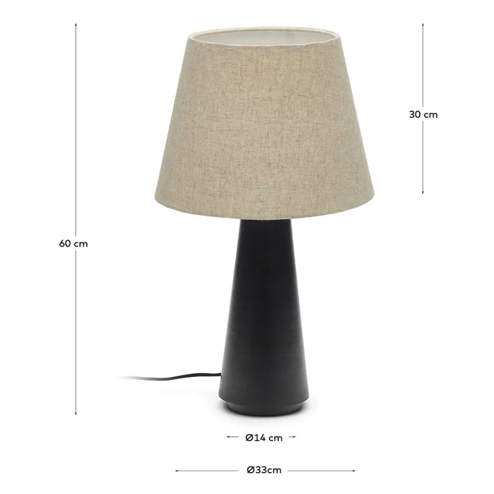 Skandi Tischleuchte in Beige Stoff - Siorodo