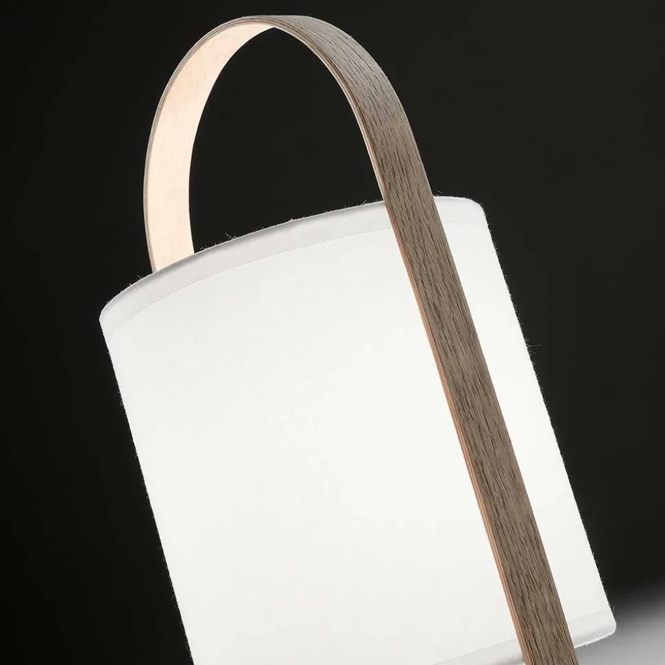 Skandi Tischleuchte in Weiß & Buche - Rina