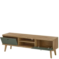 Skandi TV Anbauwand Möbel in Graugrün - Oliva (dreiteilig)