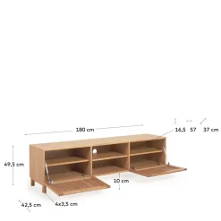 Skandi TV Lowboard mit Lamellen Klapptüren - Azuro