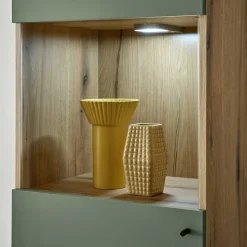 Skandi Wohnwand in Graugrün - Oliva (vierteilig)