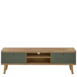 Skandi Wohnwand Möbel in Graugrün - Oliva (vierteilig)