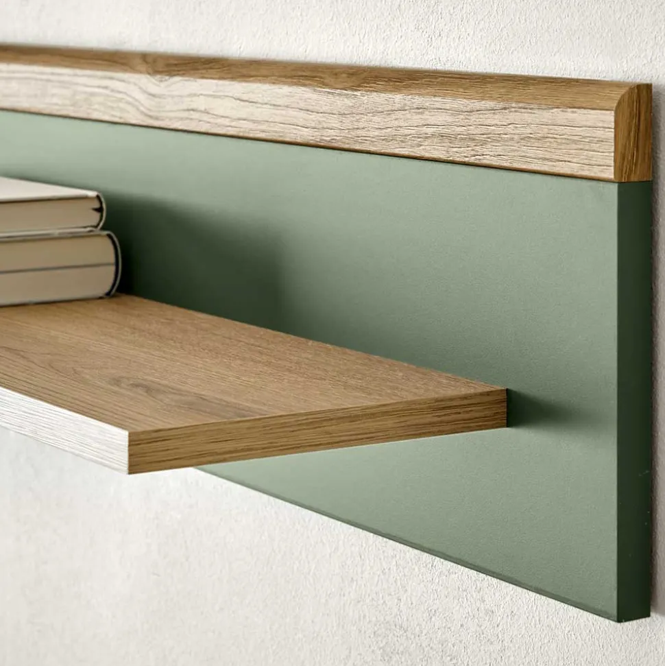 Skandi Wohnwand Möbel in Graugrün - Oliva (vierteilig)