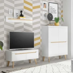 Skandi Wohnzimmermöbel Set - Ginko (dreiteilig)