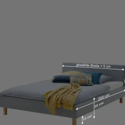 Skandinavisches Polsterbett in Hellblau Webstoff - Ortava