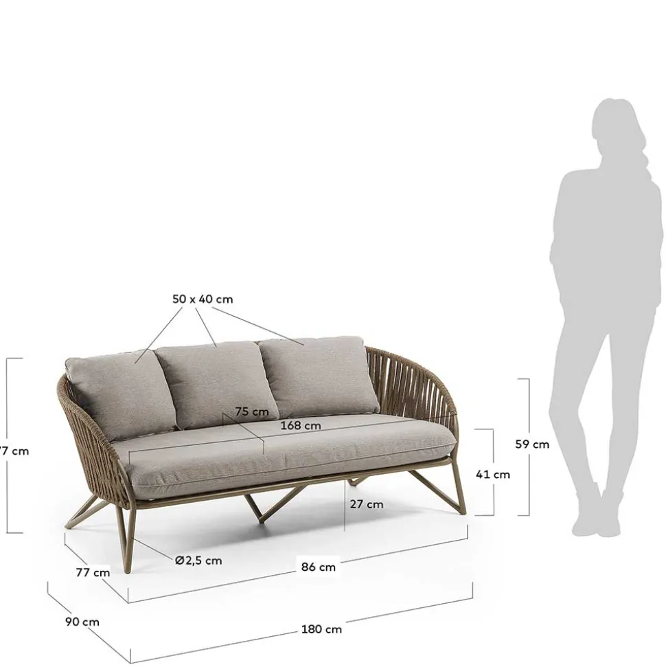 Sofa aus Seilgeflecht in Hellbraun & Beige - Jadnea
