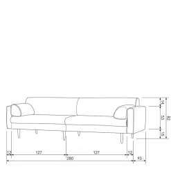 Sofa für drei Personen in Dunkelgrau - Augusta