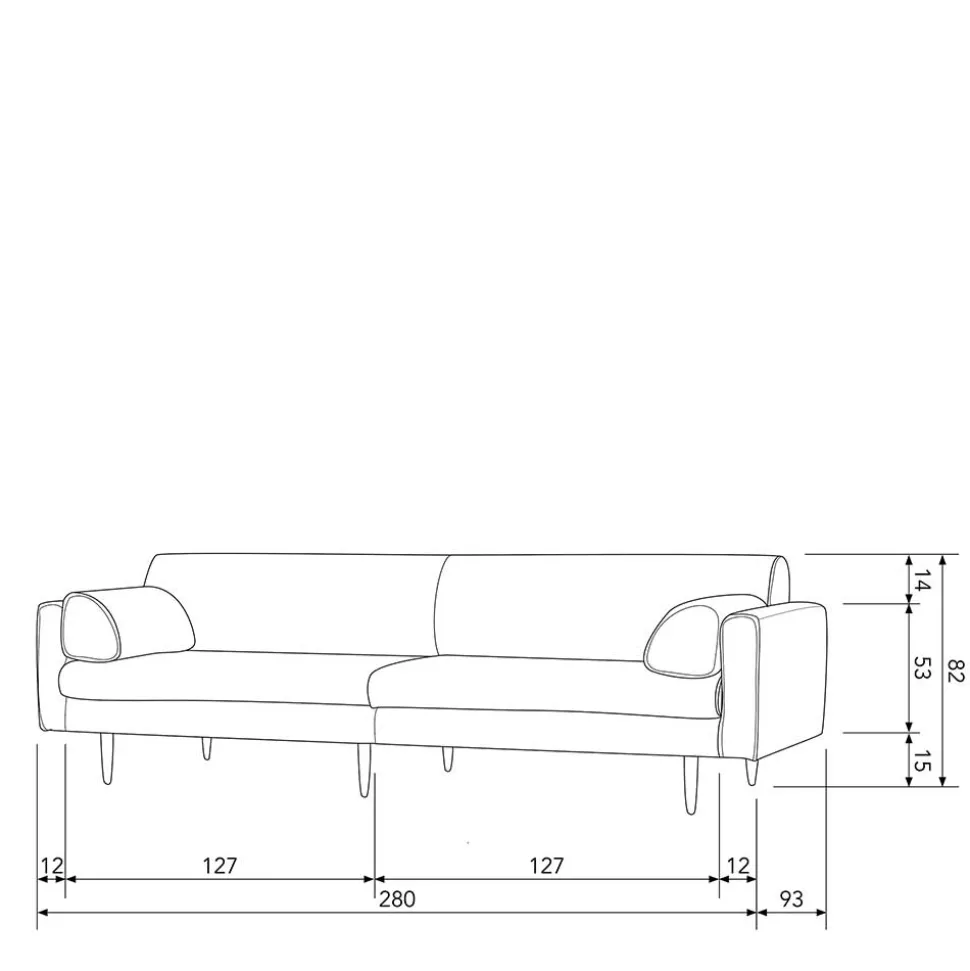 Sofa für drei Personen in Dunkelgrau - Augusta