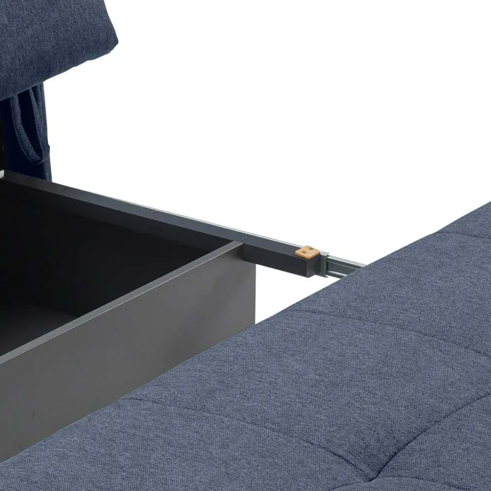 Sofa mit Bettfunktion in Blau Webstoff - Sulara