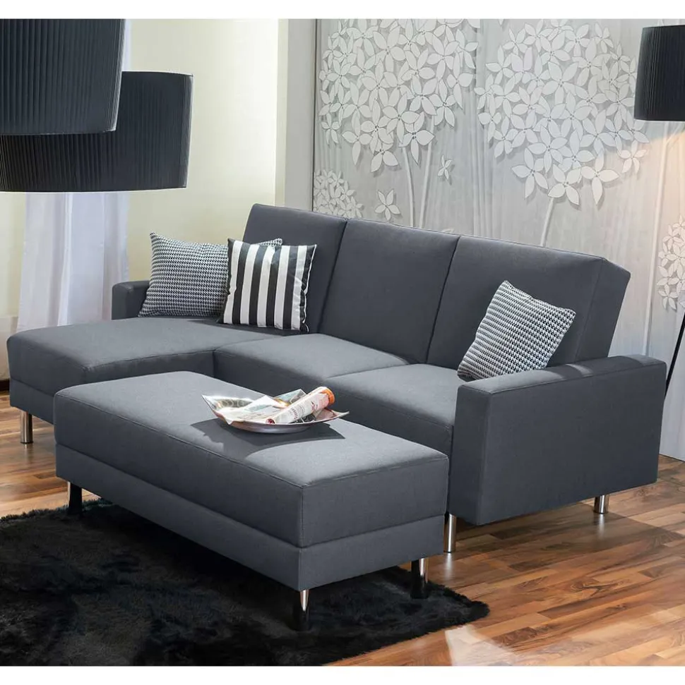 Sofaecke in Jeansblau mit Chrom - Rudolf (zweiteilig)