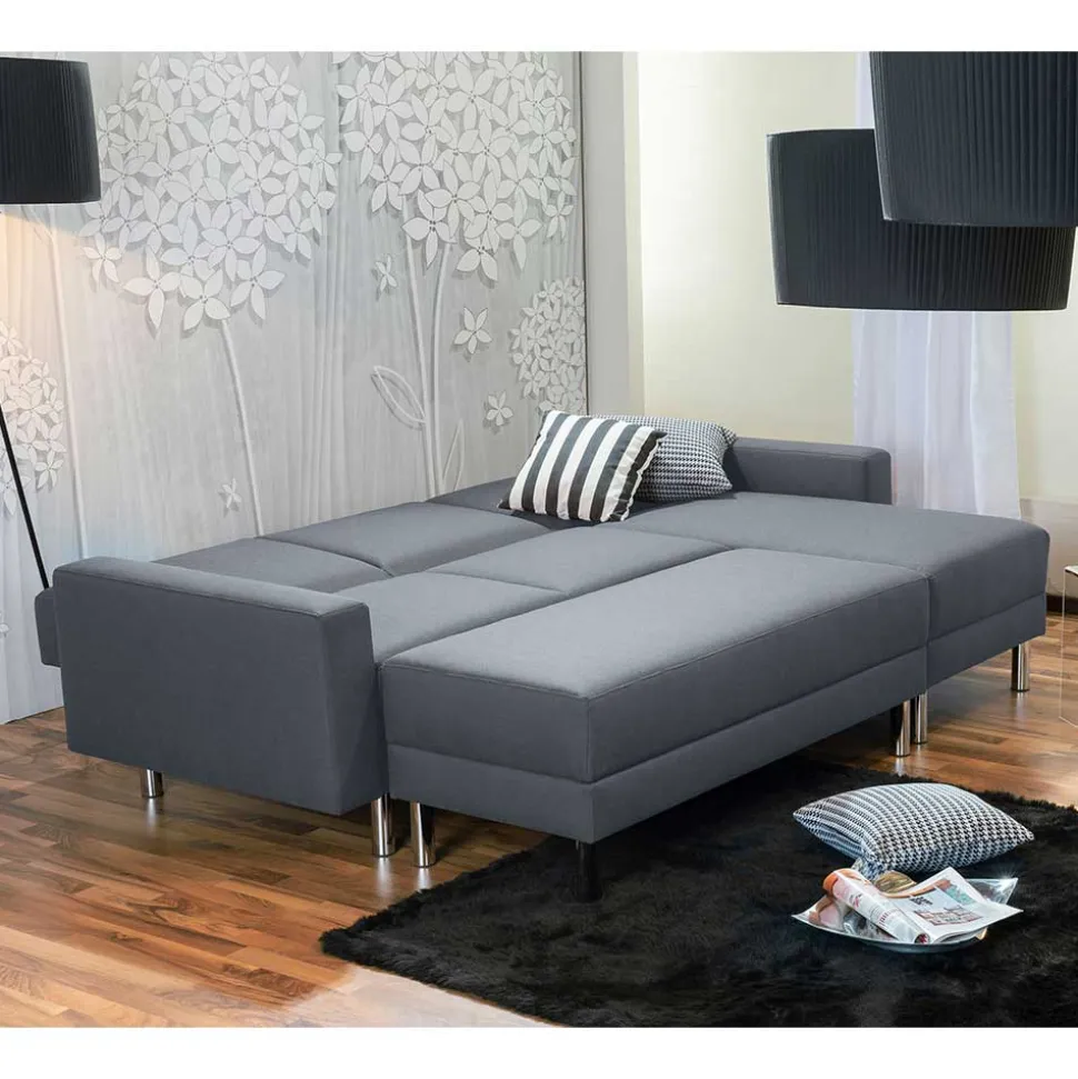 Sofaecke in Jeansblau mit Chrom - Rudolf (zweiteilig)