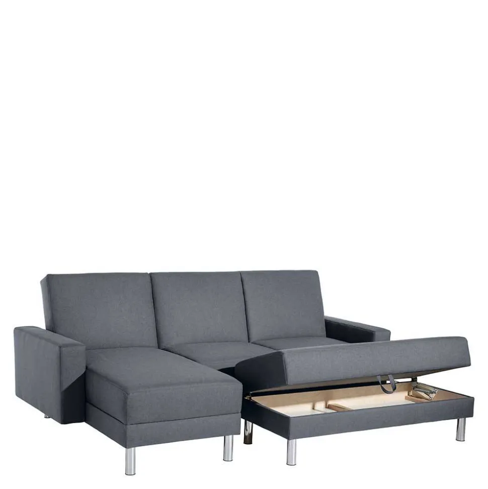 Sofaecke in Jeansblau mit Chrom - Rudolf (zweiteilig)