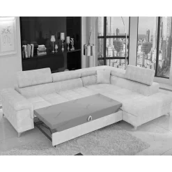 Sofaecke mit Schlaffunktion in Beige Webstoff - Rirua