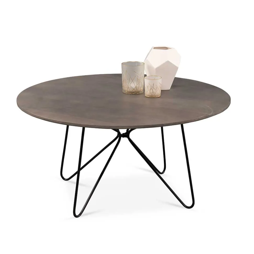 Sofatisch aus Mangobaum Massivholz in Mattsilber - Dosa